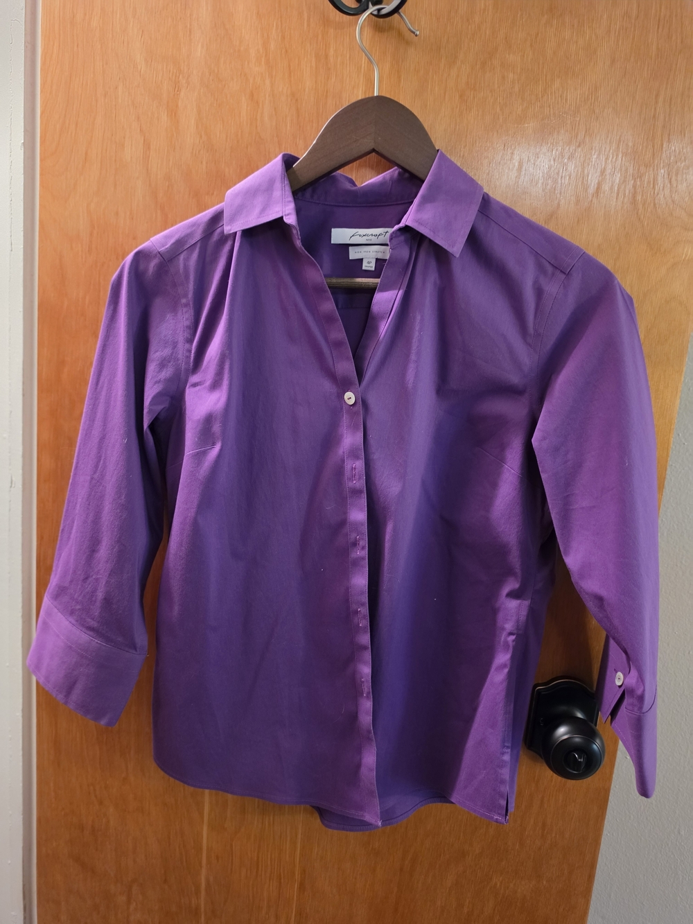 Foxcroft Plum Button-Front Blouse